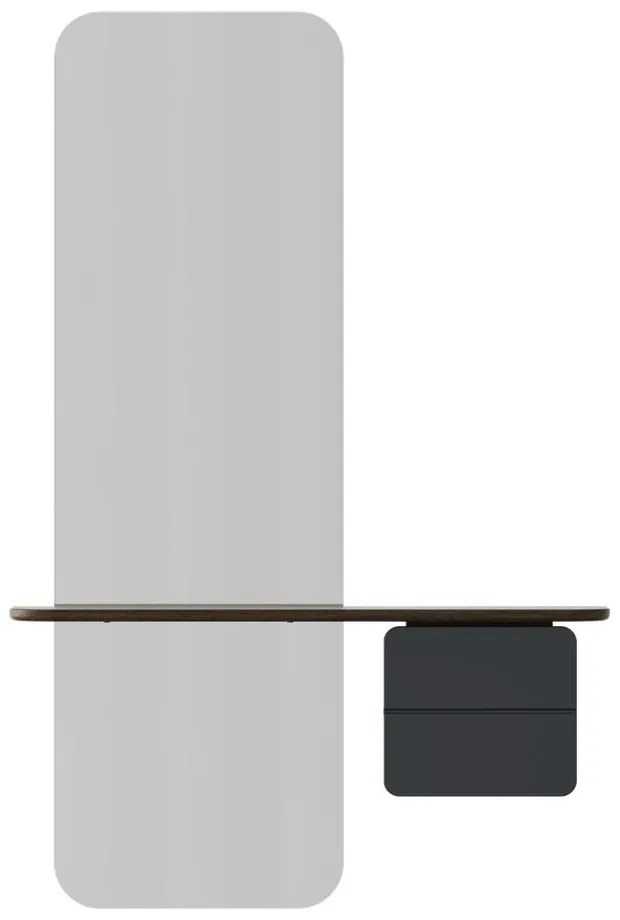 Antracitszürke-barna előszoba bútor tölgyfa dekorral One More Look – UMAGE