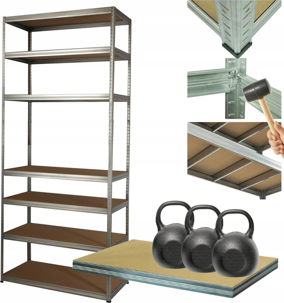 Tárolószekrény horganyzott fém Helios 270x90x40cm 7Px350kg Magas