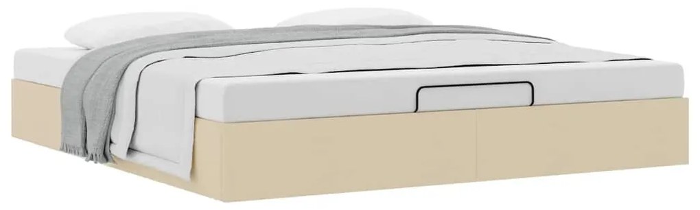 Ottomán krémszínű szövet ágykeret matrac nélkül 200 x 200 cm