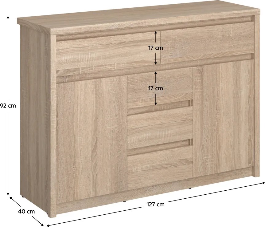 Komód, DTD laminált, tölgy sonoma, NORTY TYP 10