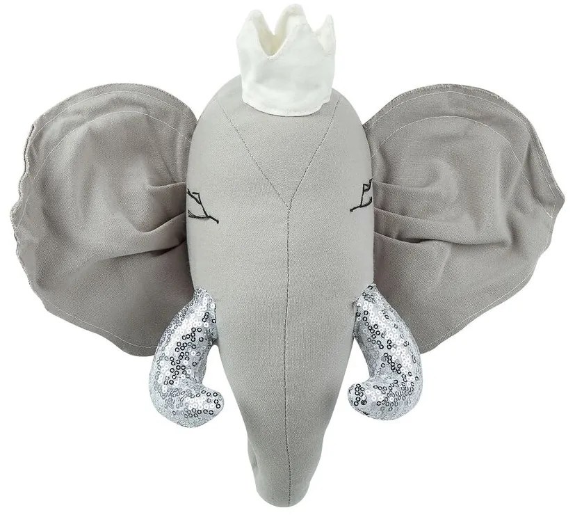 Szürke plüss elefánt fali dekoráció 39 x 33 cm TANTOR Beliani