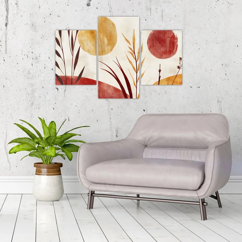 Kép - Növények és körök (90x60 cm)