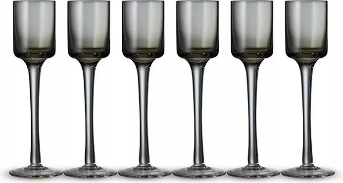 yngby Glass Aquavit Poharak Vodkához, Likőrökhöz, Tinktúrákhoz 6 db Szürke