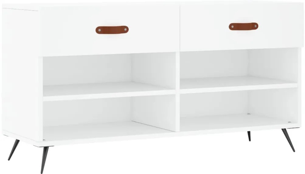 fehér szerelt fa cipőpolc 102x35x55 cm
