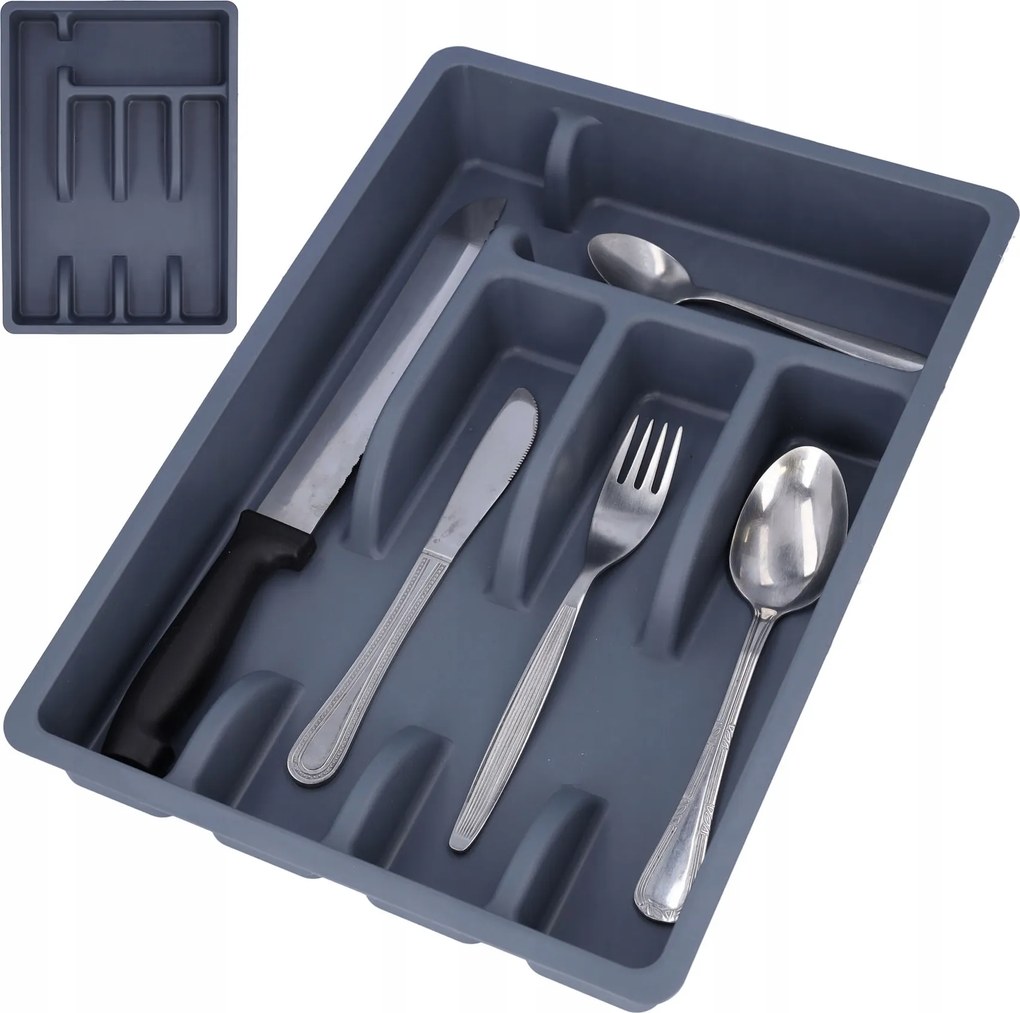 Konyhai evőeszköztartó fiókbetét rendszerező 36X25,5X5,5CM Szürke Jag