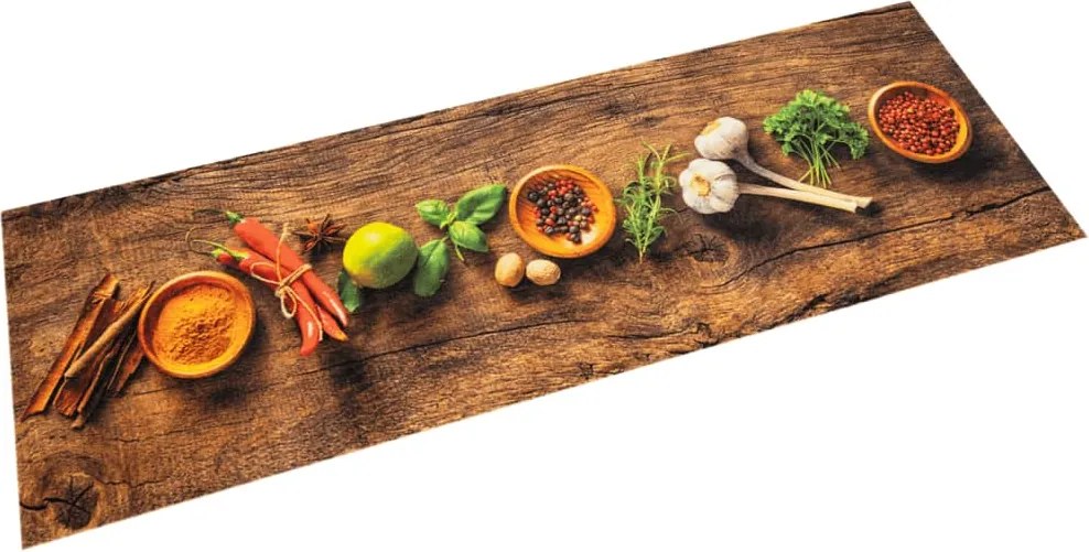 vidaXL mosható fűszermintás bársony konyhaszőnyeg 45 x 150 cm