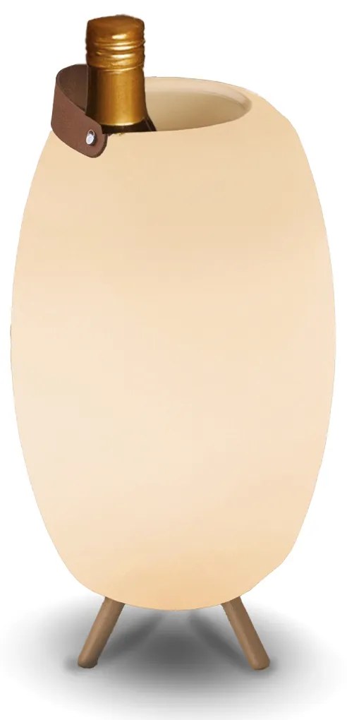 Állólámpa fehér 40,5 cm, beépített LED-del és hangszóróval, RGB, dimmelhető, IP44, távirányítóval - Apolo