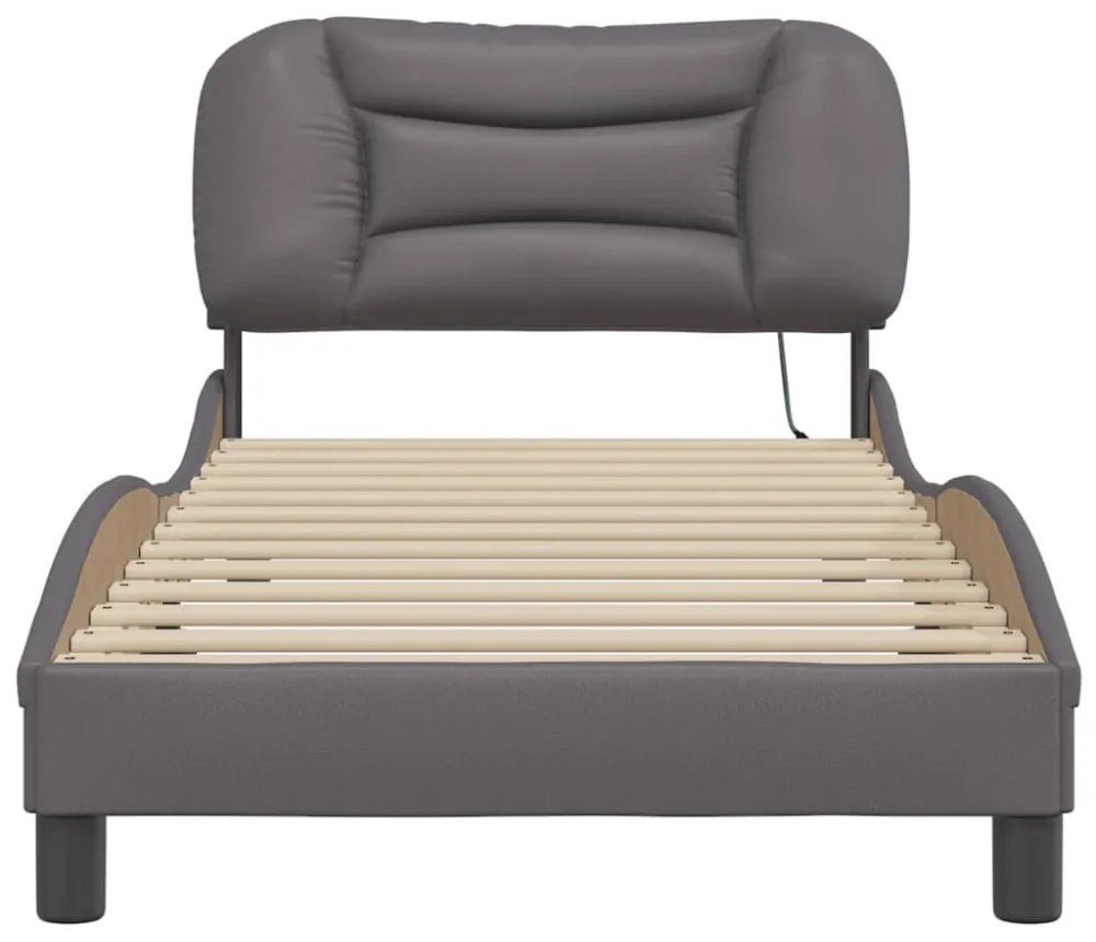 szürke ágykeret LED-ekkel matrac nélkül Hvar 90x190 cm