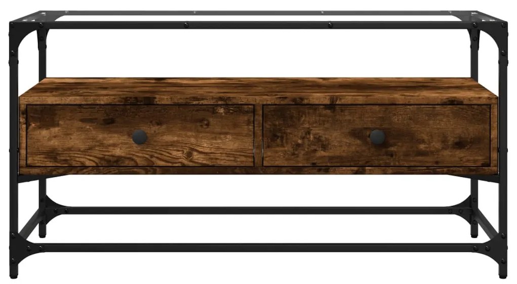 füstös tölgy szerelt fa TV-szekrény üveglappal 98 x 35 x 51 cm