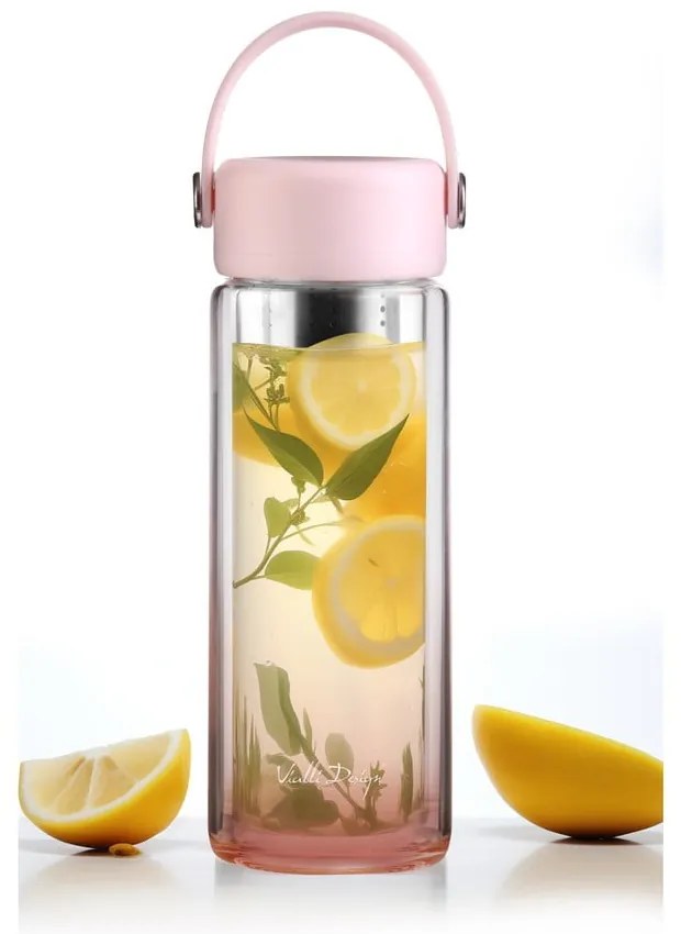 Rózsaszín üveg ivópalack 350 ml Fuori – Vialli Design