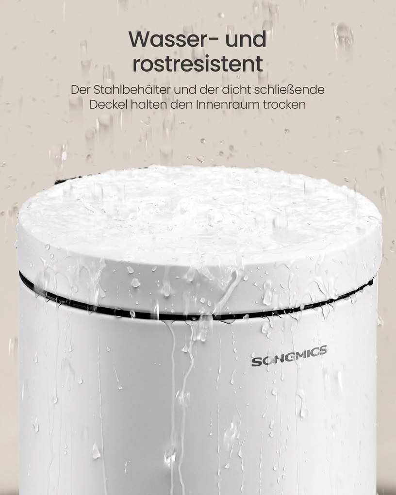 SONGMICS fürdőszobai szemetes csendes tetővel, 3L, fehér