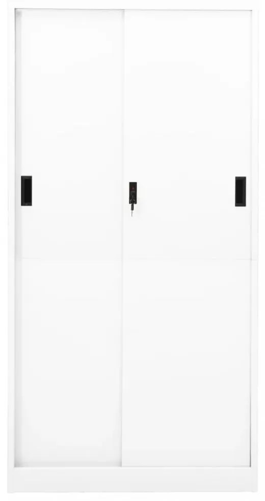 fehér acél tolóajtós irodai szekrény 90 x 40 x 180 cm
