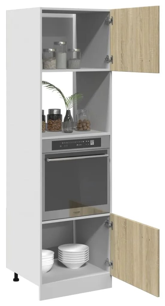 vidaXL “Lyon” sonoma színű szerelt fa mikrohullámú sütő szekrény