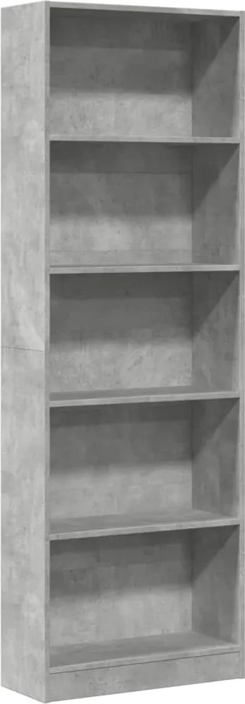 vidaXL betonszürke szerelt fa könyvespolc 60 x 24 x 176 cm