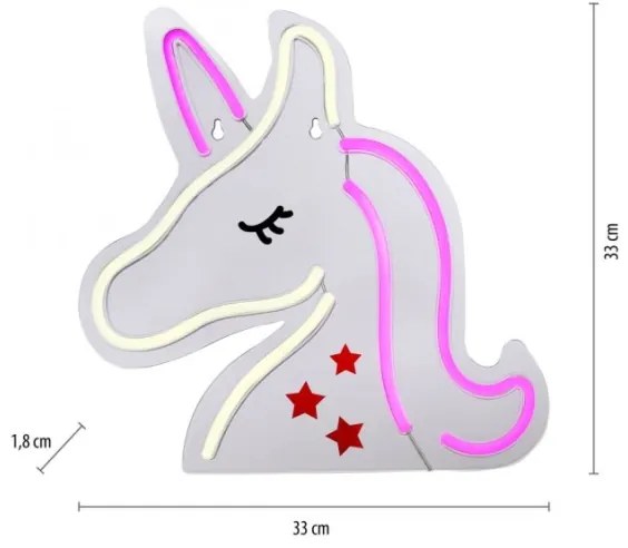 JUST LIGHT. 85025-70 - LED Neon fali dekoráció NEON LED/6,5W/5V unikornis