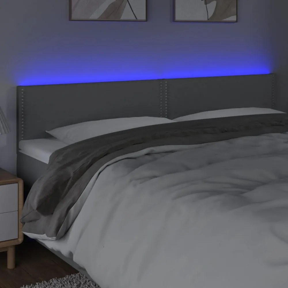 világosszürke szövet LED-es fejtámla 160x5x78/88 cm