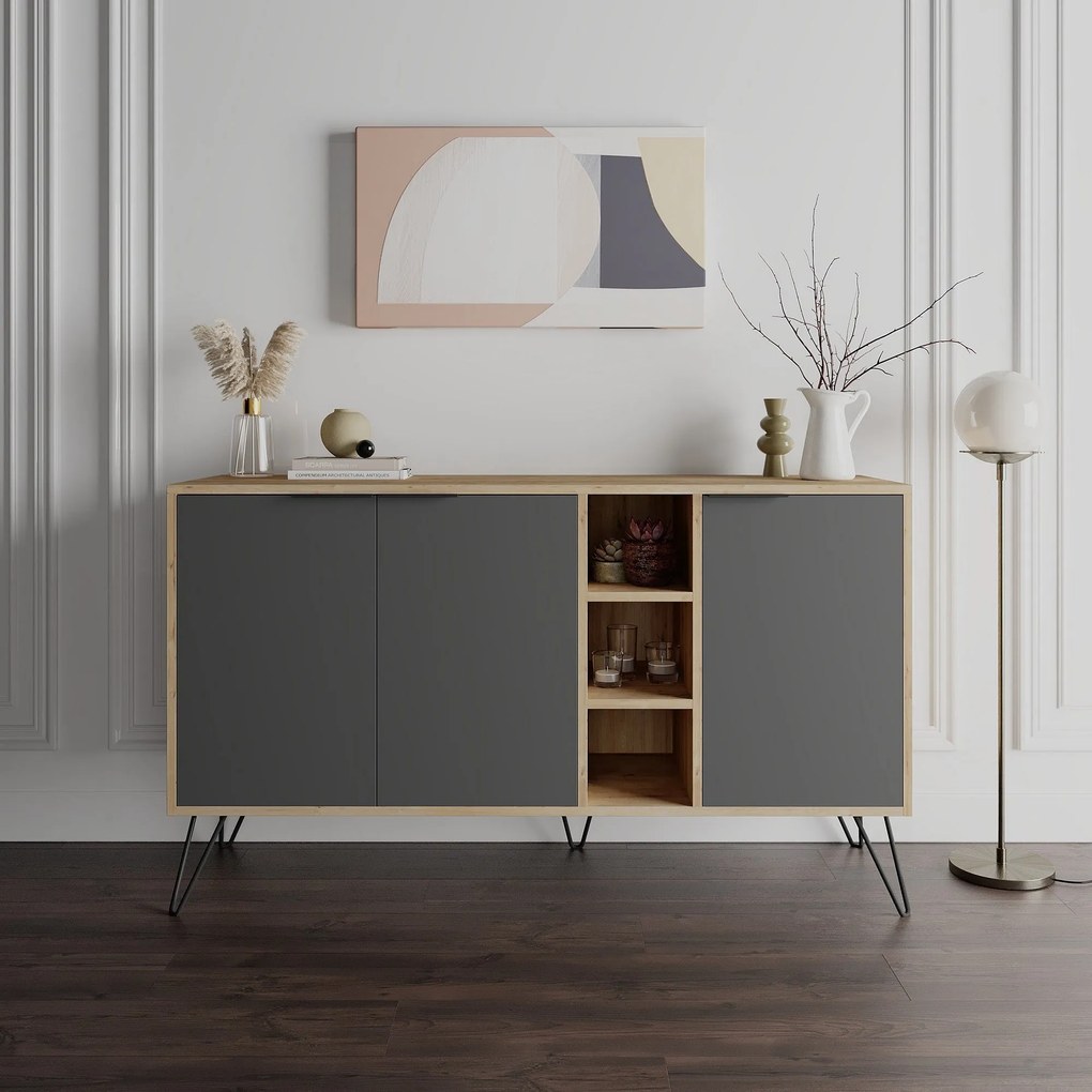 Konzolasztal Clara Console - Oak, Antracit