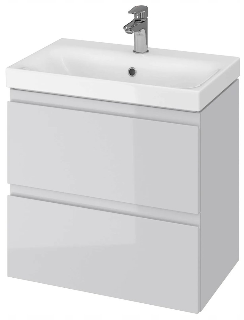 Cersanit Moduo Slim, falra szerelhető mosdószekrény 60cm, fényes szürke, S929-003