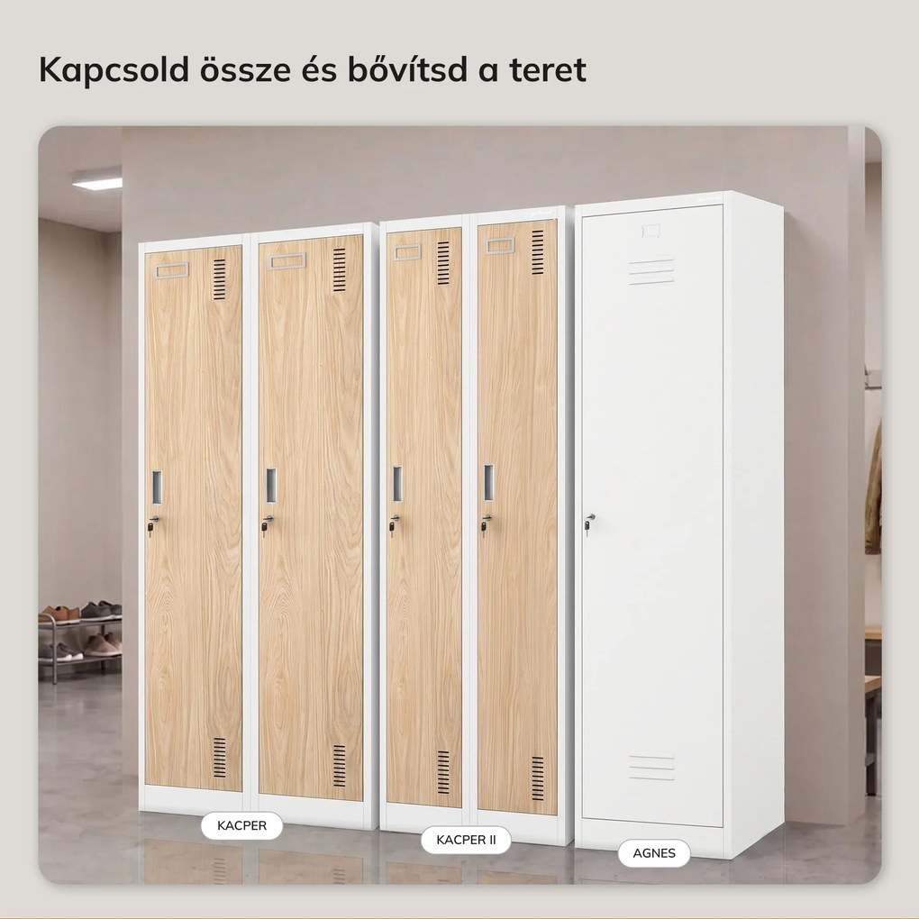 Kétrekeszes dolgozói öltözőszekrény fehér / sonoma tölgy: Eco Design KACPER II, 600 x 1800 x 500 mm