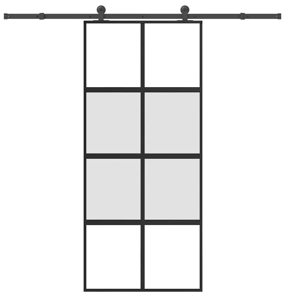 tolóajtó vasalattal 90x205 cm edzett üveg és alumínium szett