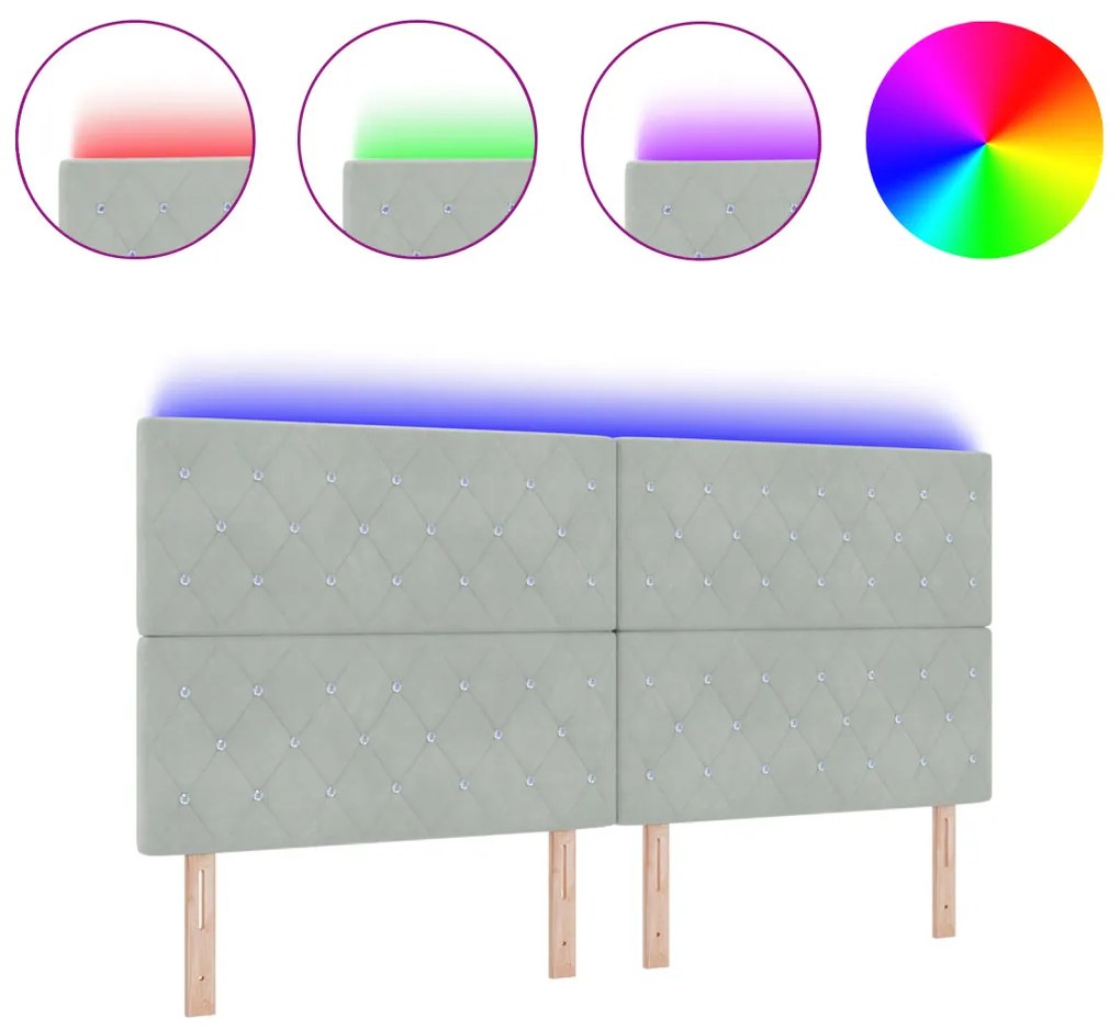 LED fejvég világosszürke 100 cm velúr