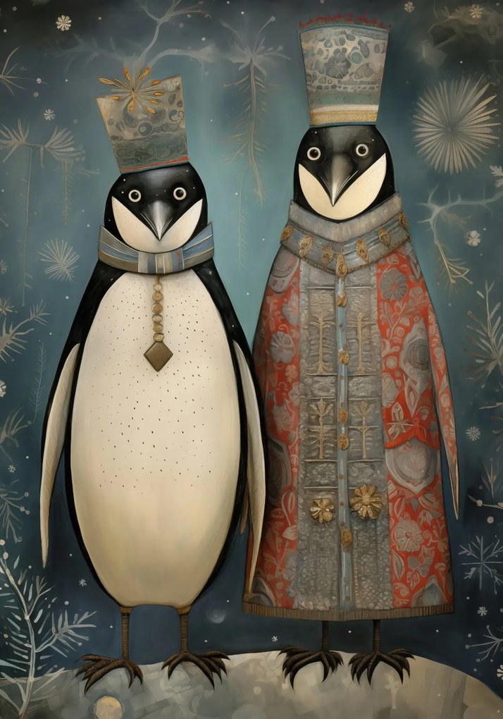 Poszter 70x100cm Királypingvinek