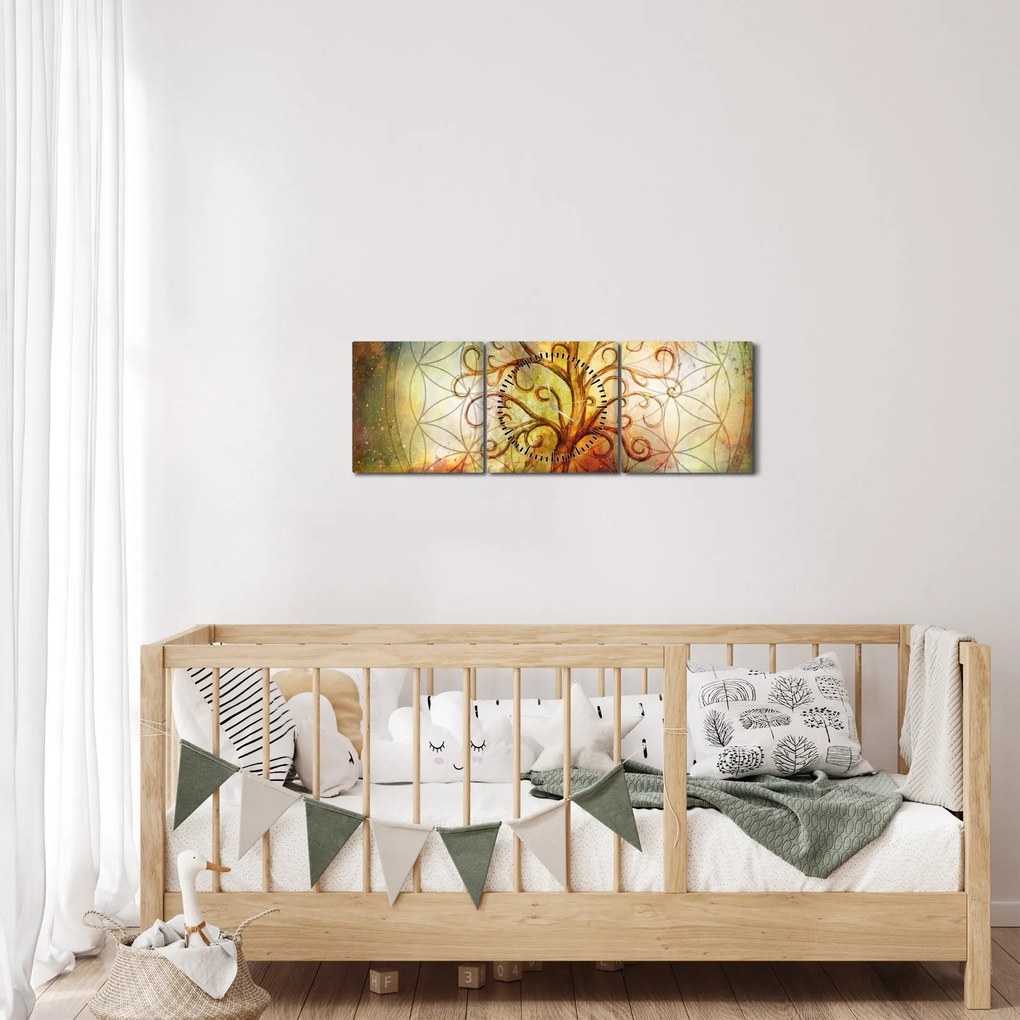 Absztrakt kép fáról (órával) (90x30 cm)