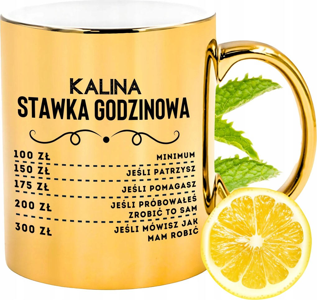 Prémium Arany Csillogó Bögre Kalina Ajándék Nyomtatott Fotóval