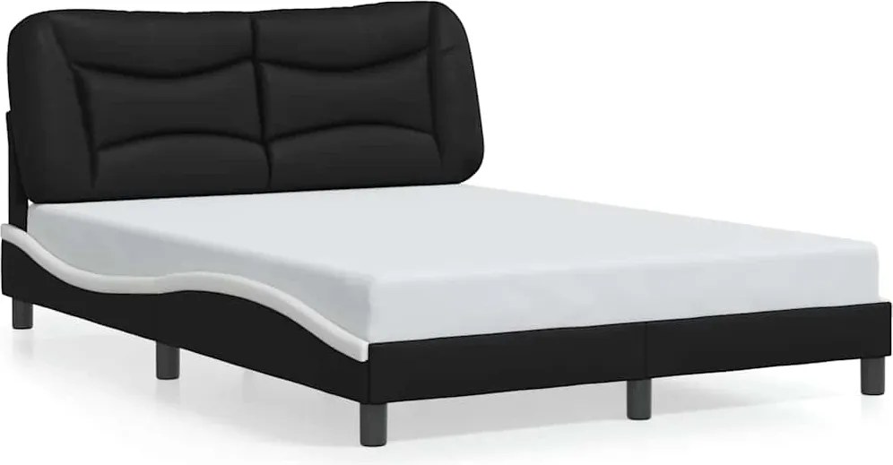 vidaXL fekete és fehér műbőr ágykeret matrac nélkül Hvar 140x190 cm