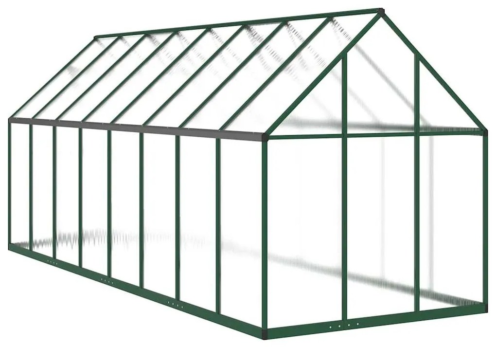 zöld alumínium melegház alapvázzal 445x169x195 cm