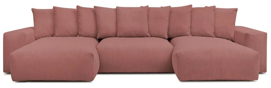Világos rózsaszín kordbársony sarokkanapé Voltaire – Bobochic Paris