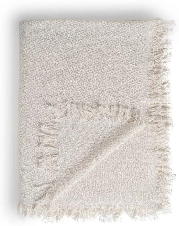 Krémszínű újrahasznosított pamut ágytakaró 180x260 cm Spike – Ixia