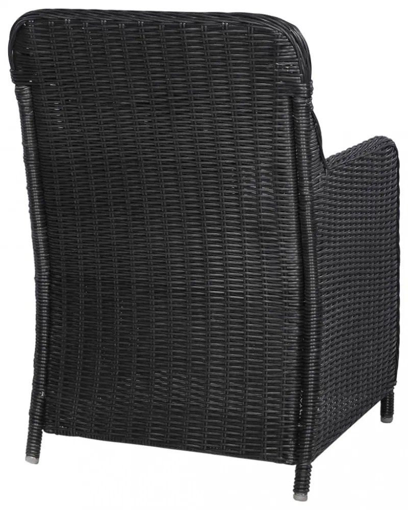2 db fekete polyrattan kültéri étkezőszék párnával