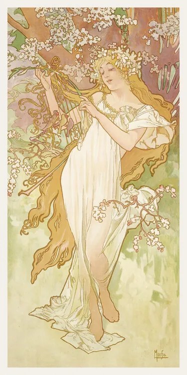 Reprodukció The Seasons: Spring, Alfons Mucha