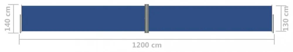 kék behúzható oldalsó napellenző 140x1200 cm
