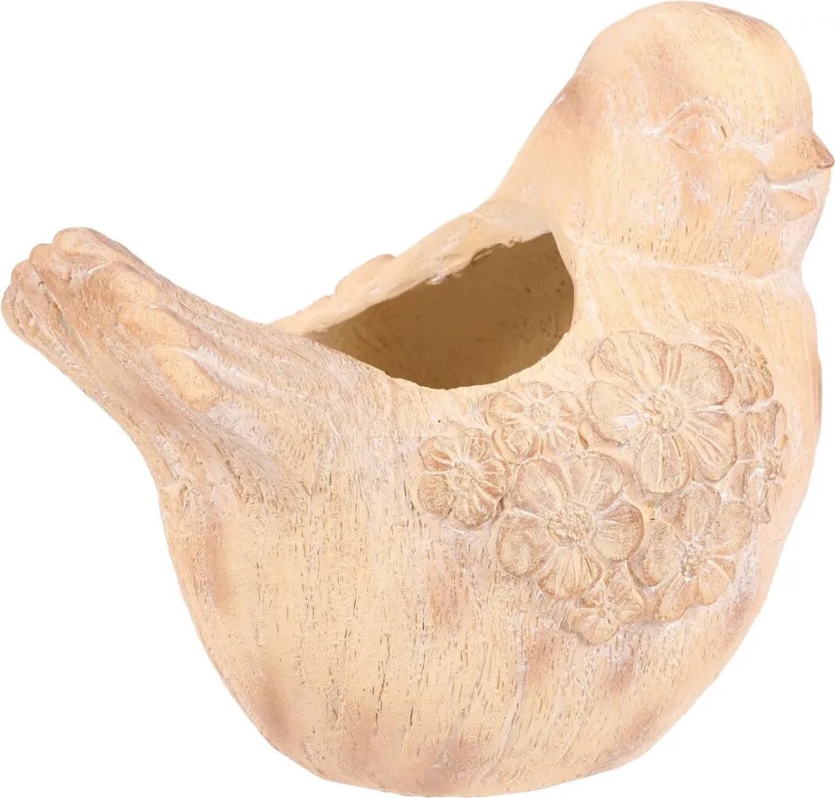 Ptáček - na květiny, magnesium, vzor květin, imitace dřeva