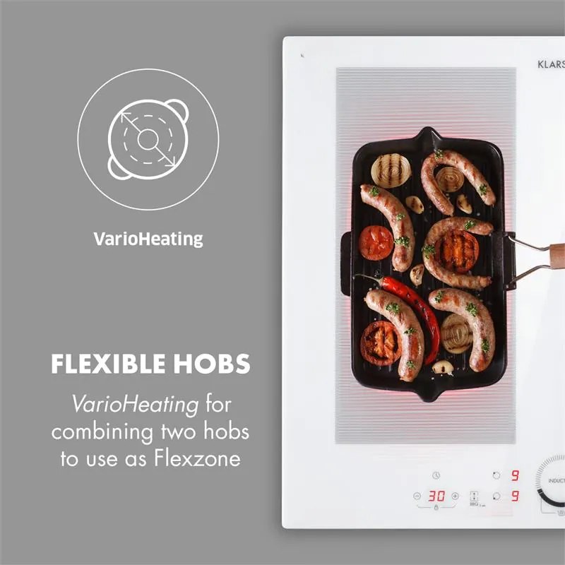 Klarstein Delicatessa 60, beépített indukciós főzőlap, 7000 W, 4 zóna, üvegkerámia, fekete