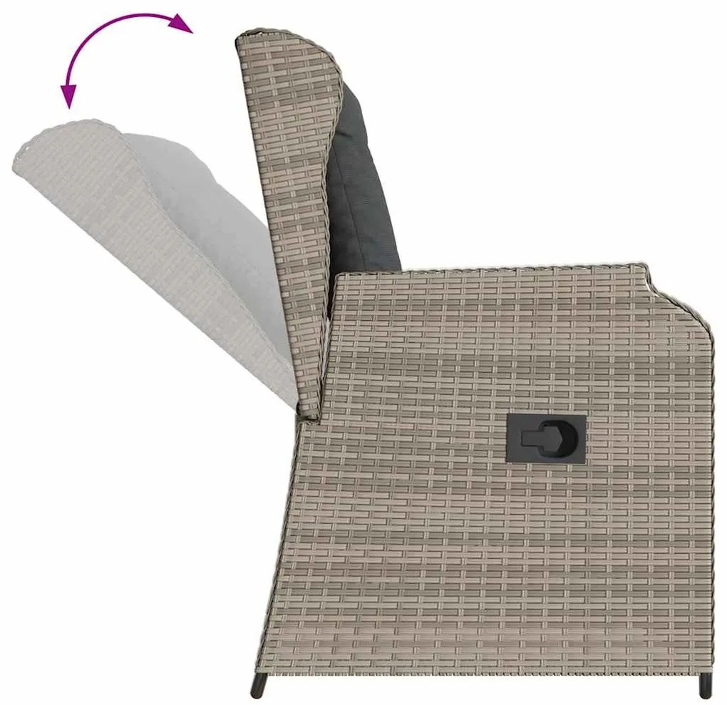 Kerti pad párnával 2 pcs Világosszürke Poli rattan