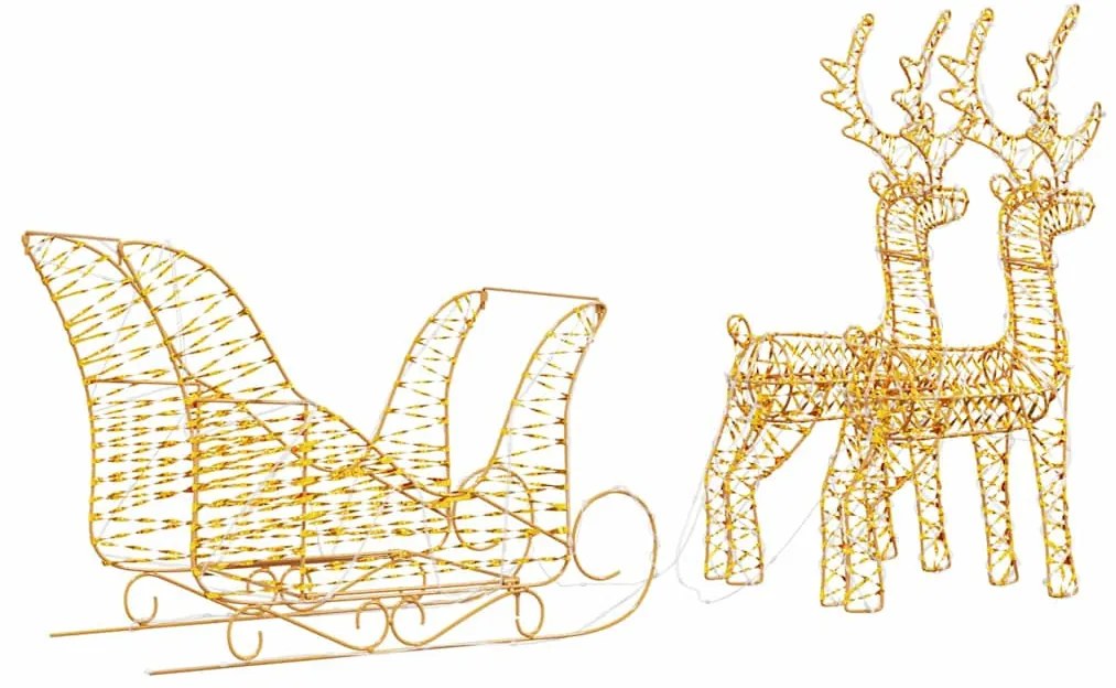 Rénszarvas húzta szán Meleg fehér 30 x 12 x 55 cm PET