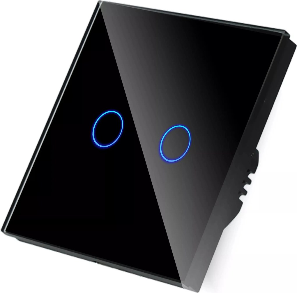 Érintőkapcsoló Dupla Fekete Üveg DC Smart Home N 2G