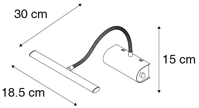 Design fali lámpa fekete 18,5 cm, beépített LED-del és dimmerrel - Tableau
