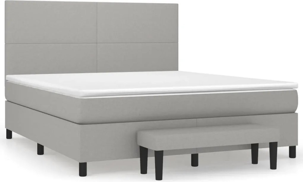 vidaXL világosszürke szövet rugós ágy matraccal 180 x 200 cm