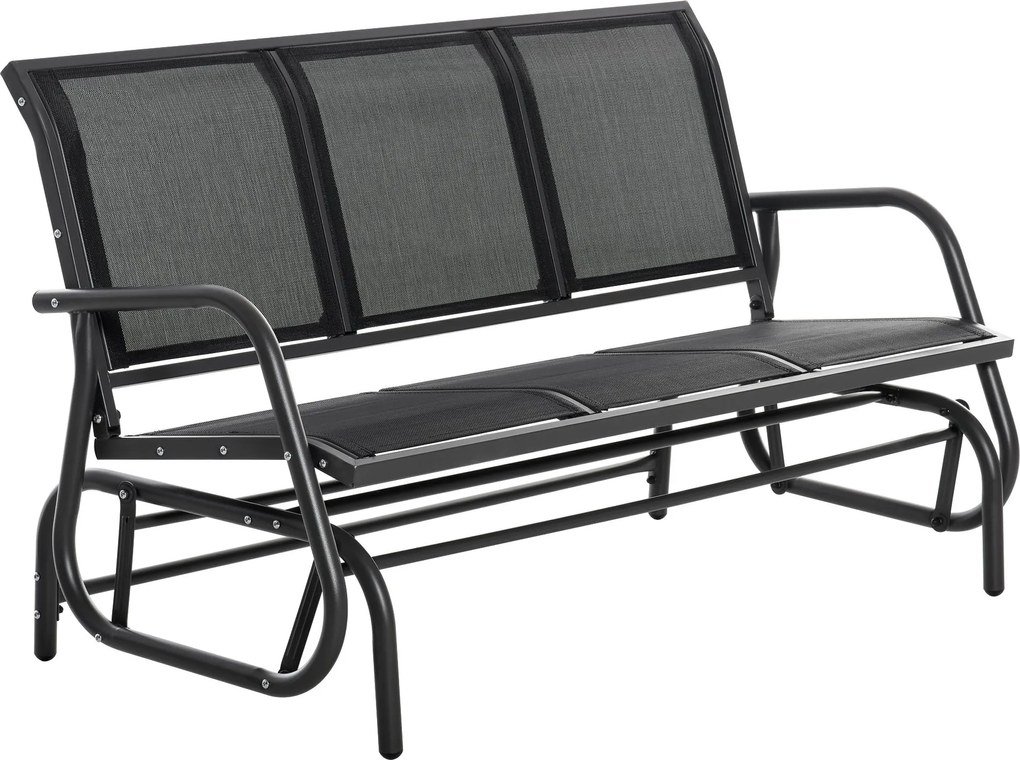 Outsunny 3 Személyes Hinta Pad Kertben, Hintázó Mechanizmussal, Fém Kerti Pad, 300 kg Teherbírású Kertibútor, Kerthez és Teraszhoz, 147 x 70 x 85 cm S