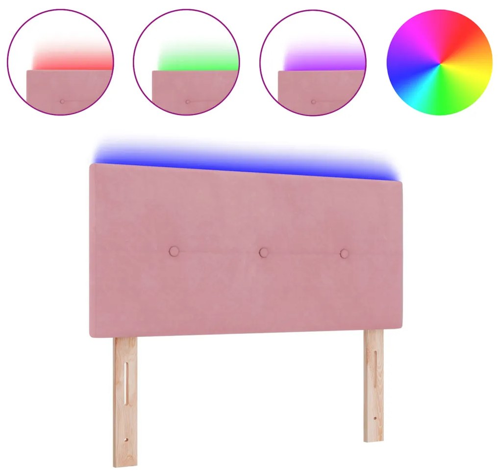 LED Fejtámla Gombos Rózsaszín 100 cm Bársony