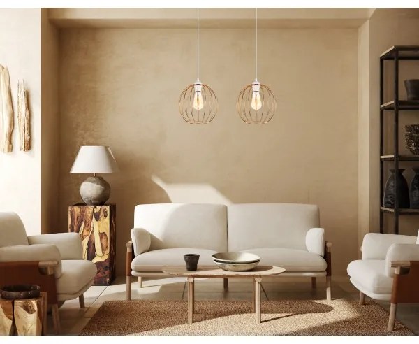 Csillár zsinóron MATT 2xE27/60W/230V fehér/réz