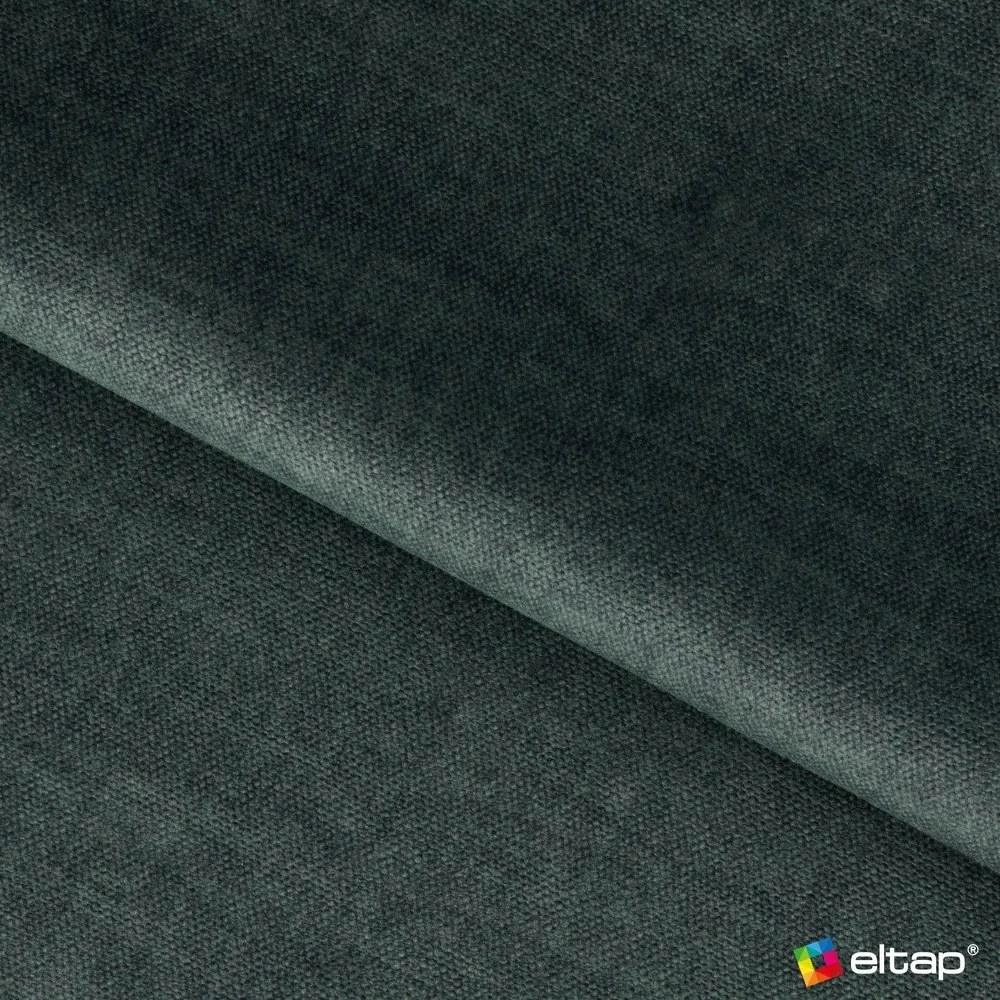 Szürkészöld bársony kinyitható-tárolóhelyes sarokkanapé (jobb oldali-heverő résszel) Gomsi – ELTAP