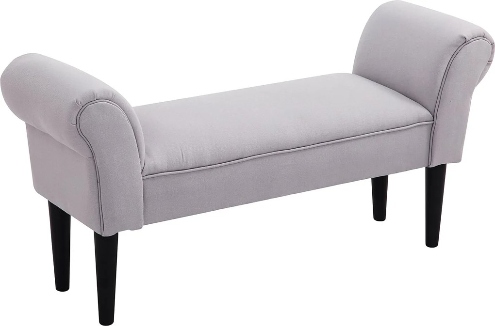 HOMCOM Kárpitozott Ágypad, Ülőpad, Előszobai Pad a Hálószobához, max. 130 kg Teherbírás, Vászon Anyag, Szürke, 102 x 36 x 51 cm | Aosom