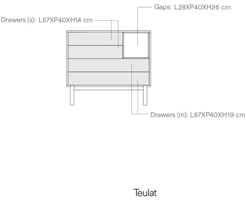 Sötétszürke alacsony komód 90x90 cm Corvo - Teulat