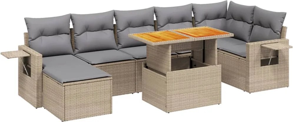vidaXL 8 részes bézs polyrattan kerti ülőgarnitúra párnával