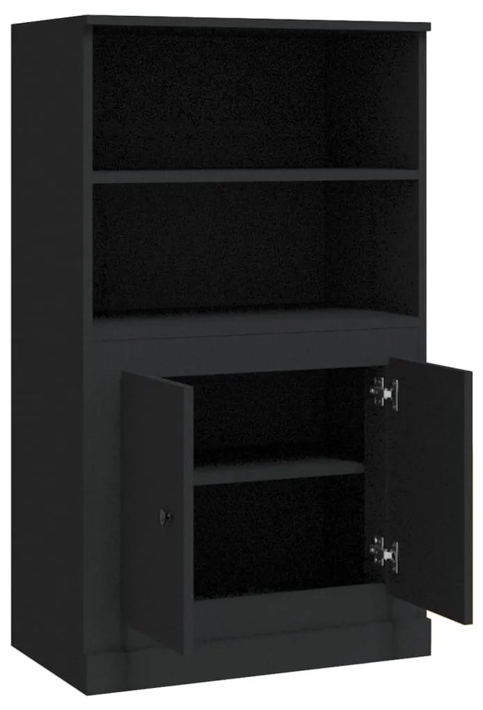 fekete szerelt fa magasszekrény 60x35,5x103,5 cm